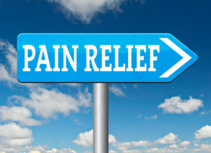 pain relief or management by painkiller or other treatment chronic back pain road sign arrow